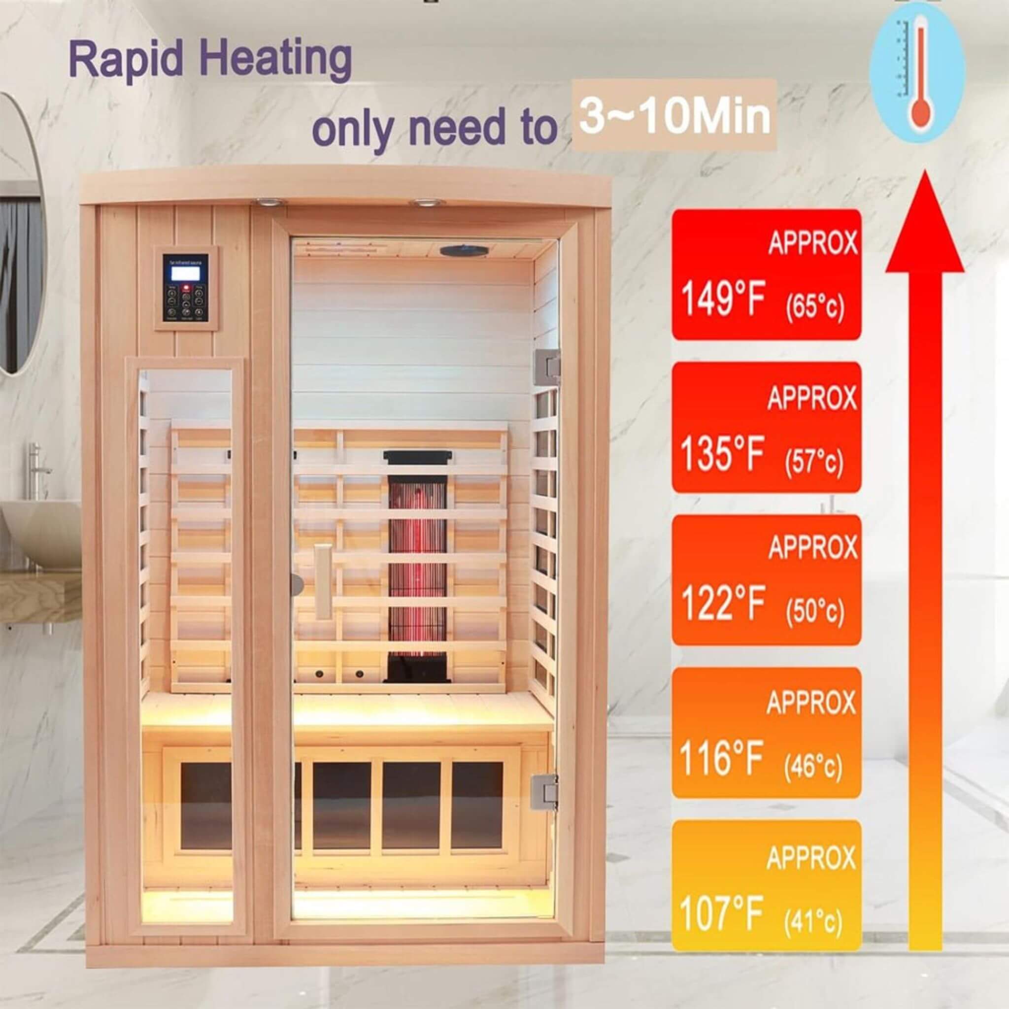 Thermora Premium 2-Person Low EMF FAR-Infrared Heat Wood Spa\Saunas