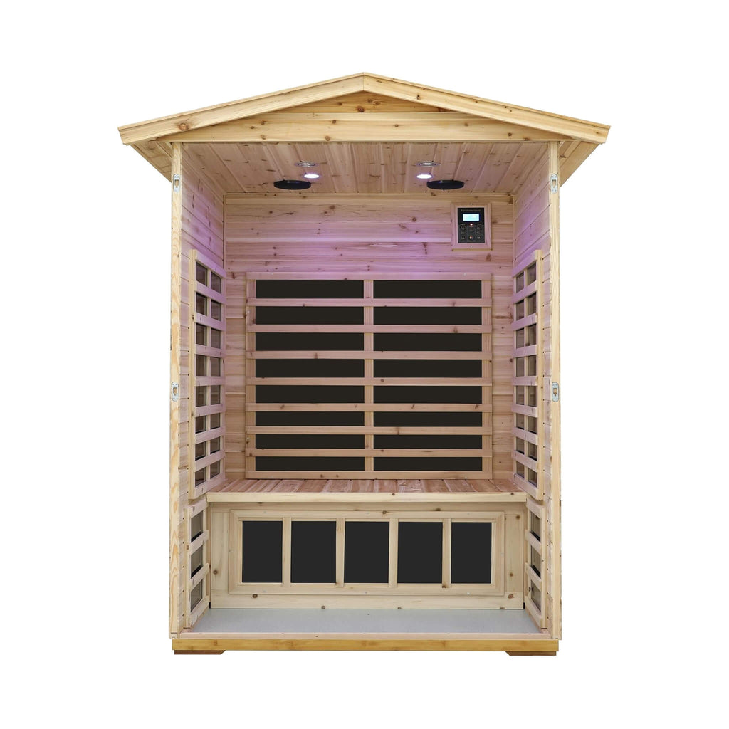 Thermora Luxury 2-Person Outdoor Low EMF Hemlock Infrared Sauna With Bluetooth And Chromotherapy Light (SAK97318)
