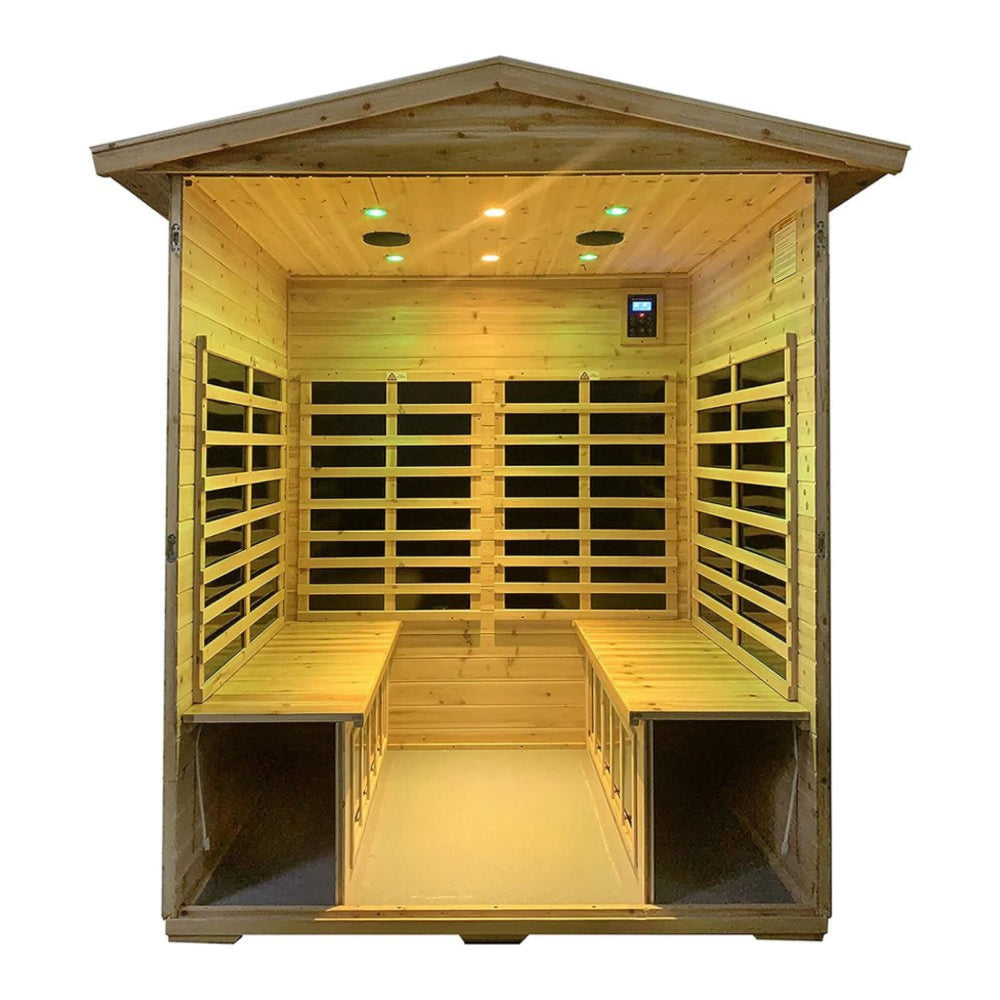 Thermora Deluxe 4-Person Outdoor Infrared Hemlock Sauna With Bluetooth Speakers & LED Lighting (SAK96371)