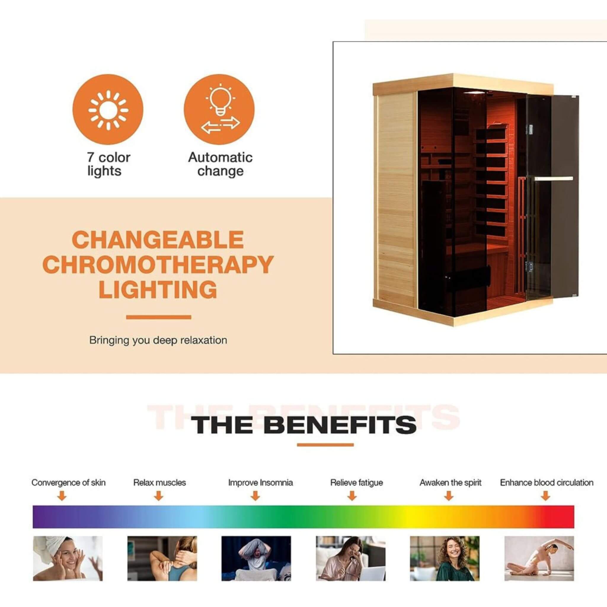 Thermora Luxury 2-Person Low EMF FAR Infrared Heat Wood Home Personal Spa Sauna