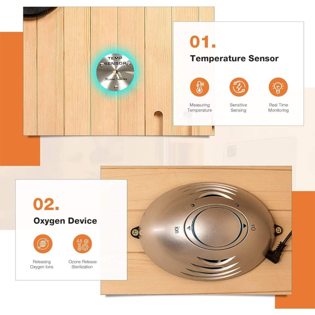 Thermora Luxury 2-Person Low EMF FAR Infrared Heat Wood Home Personal Spa Sauna