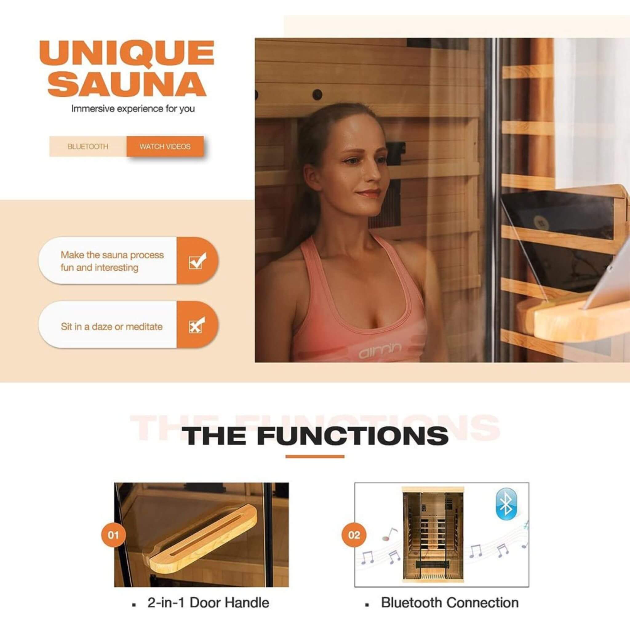 Thermora Luxury 2-Person Low EMF FAR Infrared Heat Wood Home Personal Spa Sauna