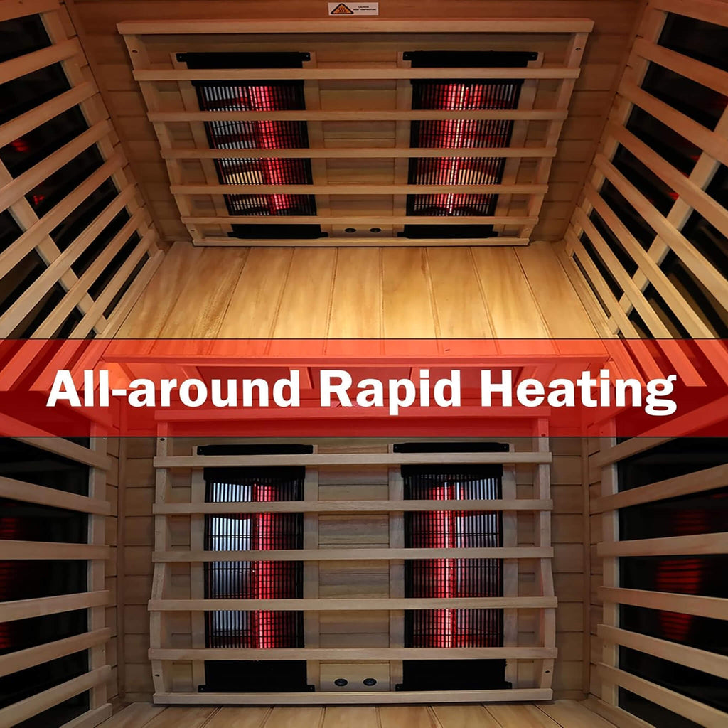 Thermora Deluxe 2-Person Outdoor Mahogany Low EMF Far Infrared Sauna With Bluetooth Audio And LED Lights (SAK83719)