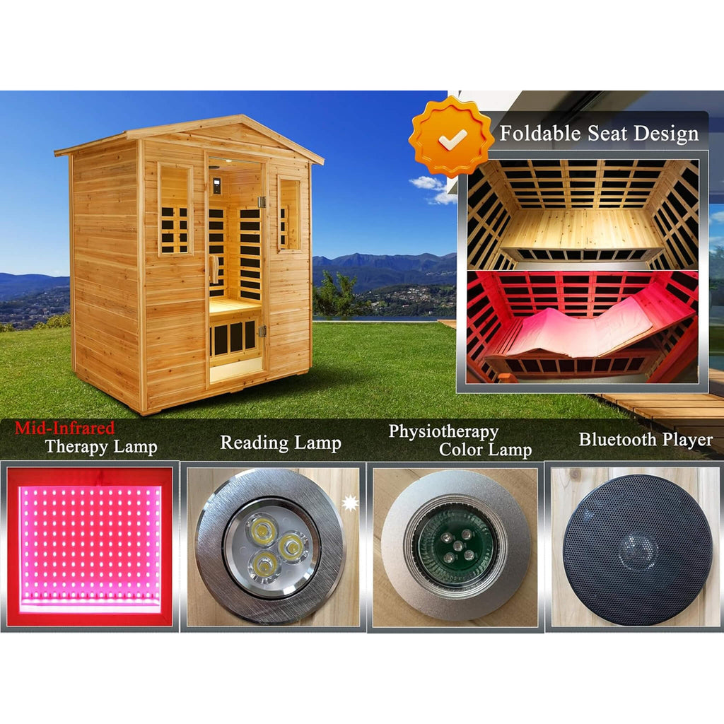 Thermora Deluxe 3-Person Outdoor Full Spectrum Low EMF Infrared Home Sauna