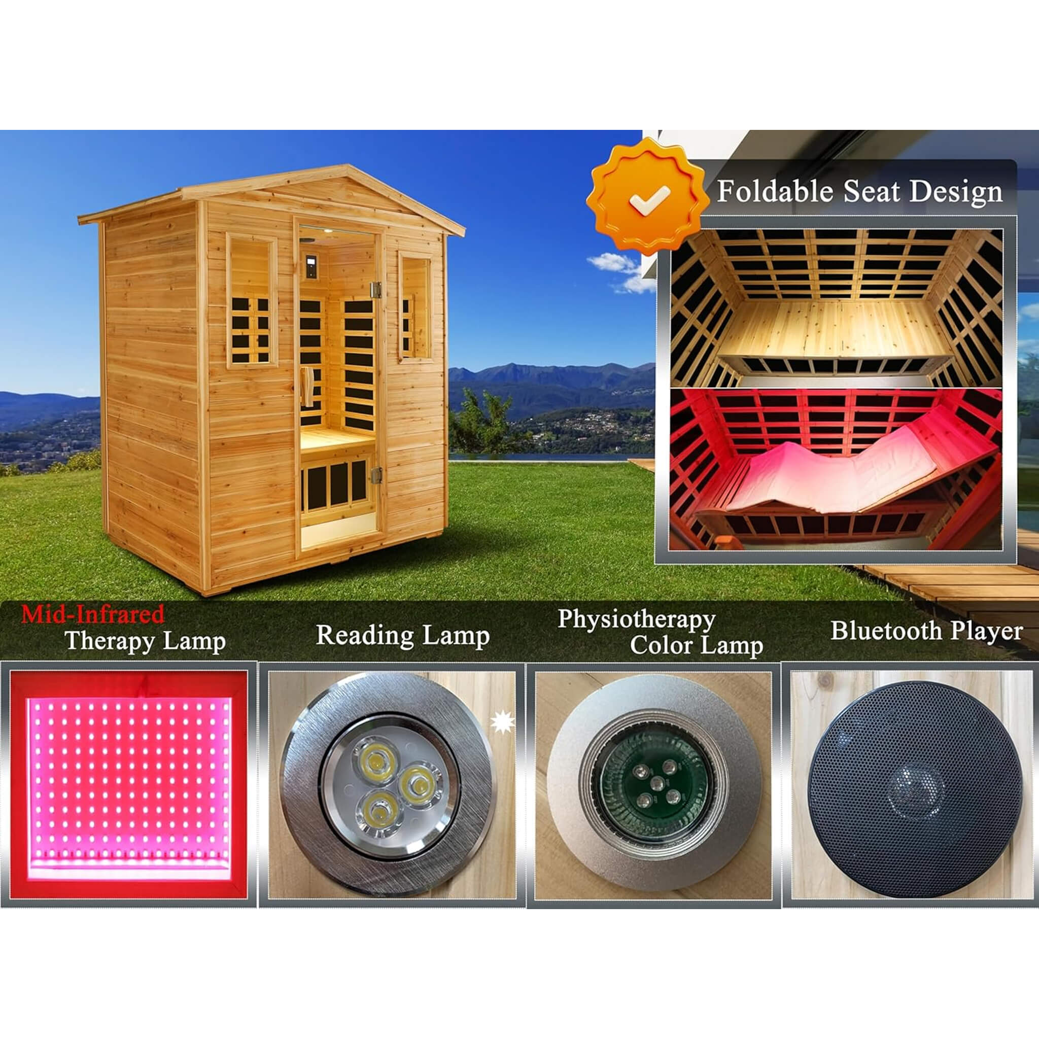 Thermora Deluxe 3-Person Outdoor Full Spectrum Low EMF Infrared Home Sauna