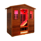 Thermora Luxury 3-Person Outdoor Mahogany Full Spectrum Ultra-Low EMF FAR Infrared Sauna With Chromotherapy And Bluetooth Speakers