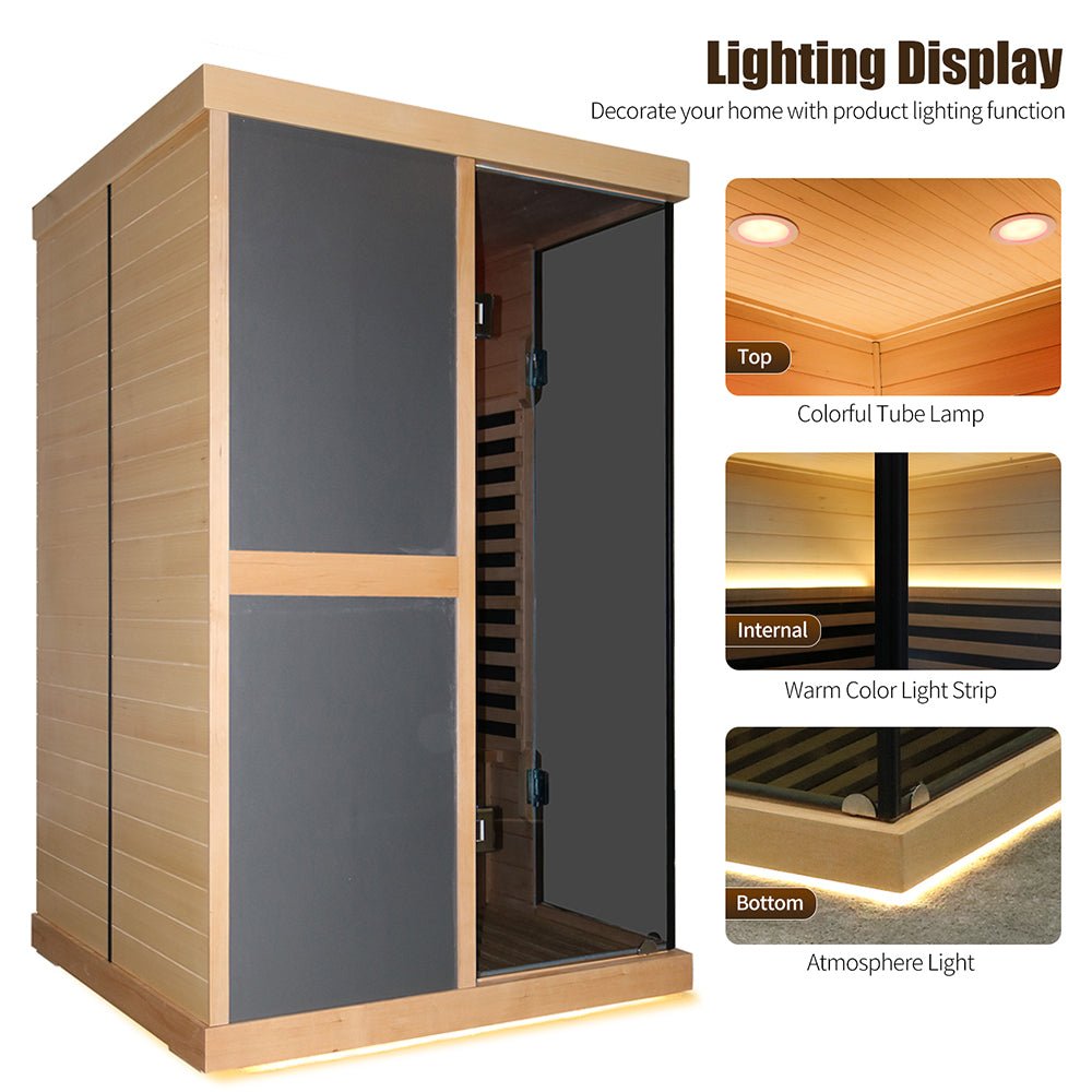 Thermora Premium Large 2-Person V-Shaped FAR Infrared Sauna Room With Double Glass Doors, 1980W (SAK96413)