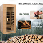 Thermora Premium 1-Person Indoor Low EMF FAR Infrared Heat Hemlock Wood Personal Home Spa Sauna, 1200W (SAK27463)