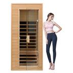 Thermora Premium 1-Person Indoor Low EMF FAR Infrared Heat Hemlock Wood Personal Home Spa Sauna, 1200W (SAK27463)