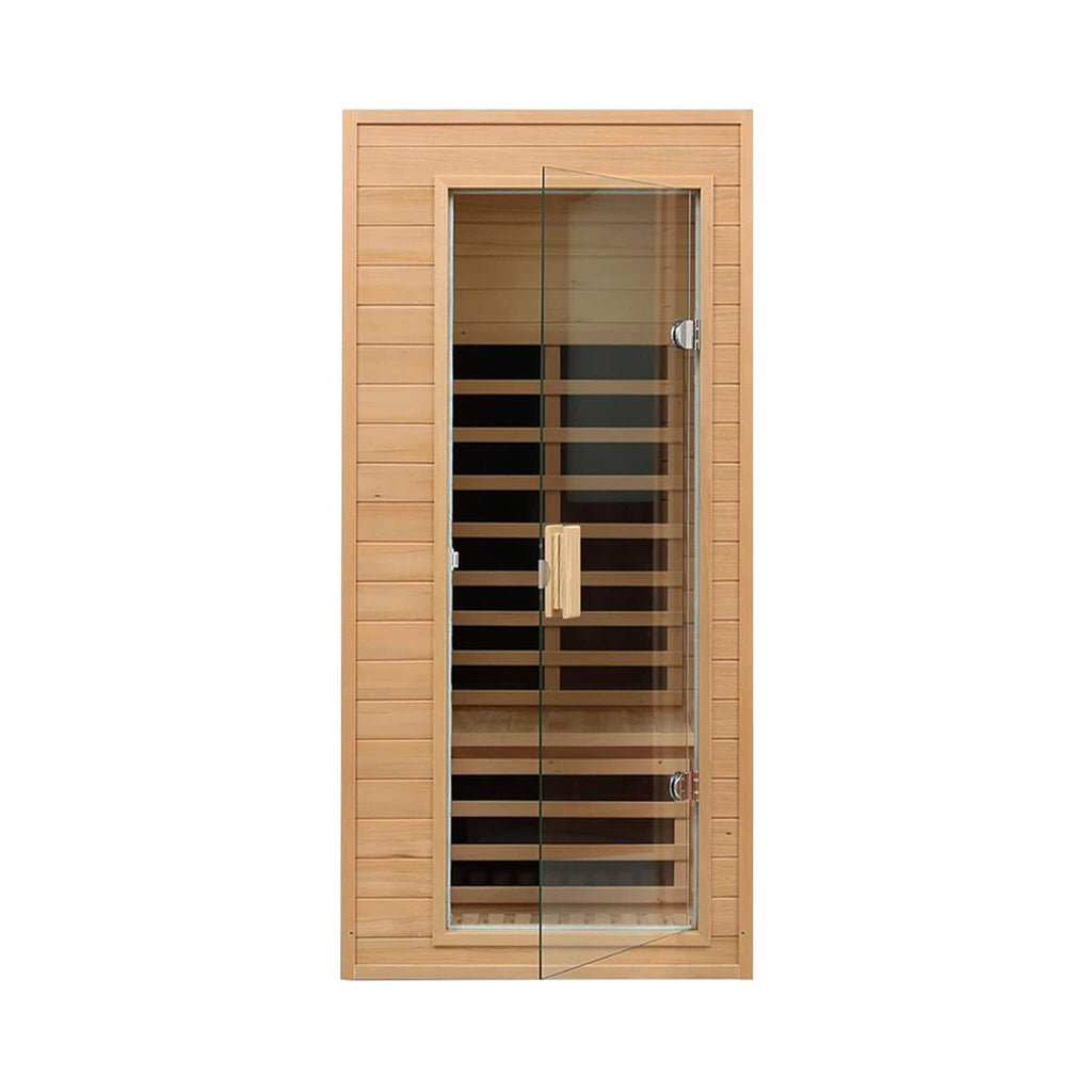 Thermora Premium 1-Person Indoor Low EMF FAR Infrared Heat Hemlock Wood Personal Home Spa Sauna, 1200W (SAK27463)