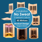 Thermora Premium 2-Person Corner Space Infrared Wooden Sauna Room With Bluetooth Speakers, 1600W (SAK81524)