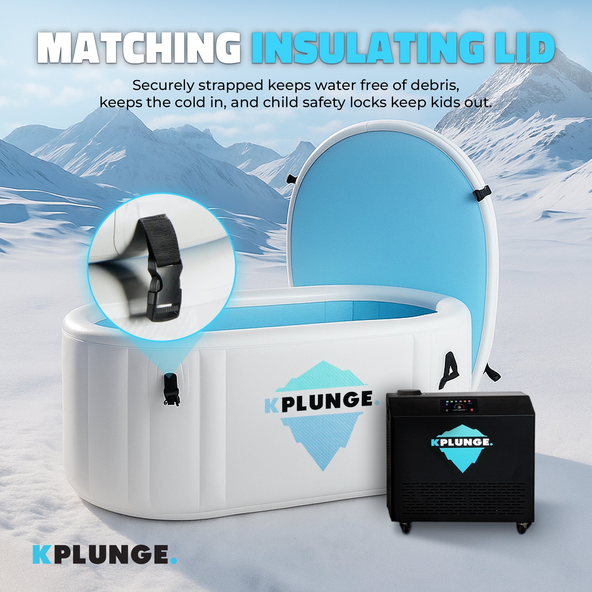 Kodiak 1-Person Inflatable Cold Plunge Ice Bath Tub/Hot Tub with PVC Insulated Lid, Hand Pump, and Repair Kit in Gray